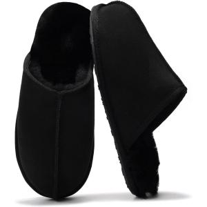 imageProject Cloud Mens House Slippers 100 Genuine Sheepskin Upper  Memory Foam Mens Scuff Slippers with Dyed Sheep Fur Slippers for Men  NonSlip Fluffy Slippers ampamp Fall Slippers ColinBlack
