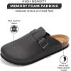 imageProject Cloud Mens Clogs  Full Grain Genuine Leather Memory Foam Slippers for Men Arch Support Mens Slippers  Non Slip Clogs for Men Cork Footbed  Mens Mules ampamp Clogs BrooklynBlack