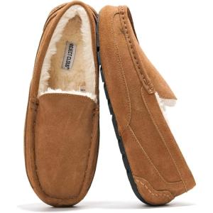 imageProject Cloud Genuine Suede Mens Slippers  Memory Foam Insole Moccassins Loafers for Men Shoes Indoor and Outdoor Use  Lightweight NonSlip House Shoes OswinChesnut