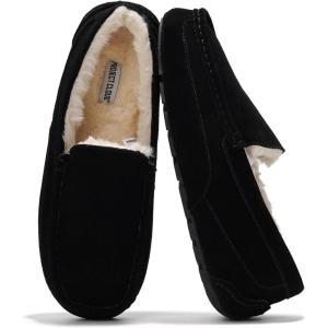 imageProject Cloud Genuine Suede Mens Slippers  Memory Foam Insole Moccassins Loafers for Men Shoes Indoor and Outdoor Use  Lightweight NonSlip House Shoes OswinBlack