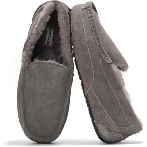 imageProject Cloud Genuine Suede Mens Slippers  Memory Foam Insole Moccassins Loafers for Men Shoes Indoor and Outdoor Use  Lightweight NonSlip House Shoes OswinGrey