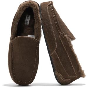 imageProject Cloud Genuine Suede Mens Slippers  Memory Foam Insole Moccassins Loafers for Men Shoes Indoor and Outdoor Use  Lightweight NonSlip House Shoes OswinChocolate