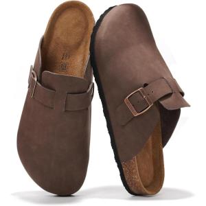 imageProject Cloud Mens Clogs  Full Grain Genuine Leather Memory Foam Slippers for Men Arch Support Mens Slippers  Non Slip Clogs for Men Cork Footbed  Mens Mules ampamp Clogs BrooklynBrown