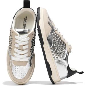imageProject Cloud Sneakers for Women  Dunks Woman Comfortable Memory Foam Shoes for Women Footwear Vegan Leather Womens Fashion Sneakers NonSlip Womens Sneakers Machine Wash KikiSilver Mult