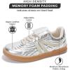 imageProject Cloud Leather Womens Sneakers  Memory Foam Casual Sneakers for Women Footwear Lace Up Womens Fashion Sneakers  NonSlip Shoes for Women Trendy Shoes Womens MadridSilver