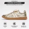 imageProject Cloud Leather Womens Sneakers  Memory Foam Casual Sneakers for Women Footwear Lace Up Womens Fashion Sneakers  NonSlip Shoes for Women Trendy Shoes Womens MadridGold