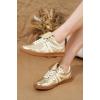 imageProject Cloud Leather Womens Sneakers  Memory Foam Casual Sneakers for Women Footwear Lace Up Womens Fashion Sneakers  NonSlip Shoes for Women Trendy Shoes Womens MadridGold