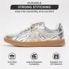 imageProject Cloud Leather Womens Sneakers  Memory Foam Casual Sneakers for Women Footwear Lace Up Womens Fashion Sneakers  NonSlip Shoes for Women Trendy Shoes Womens MadridSilver