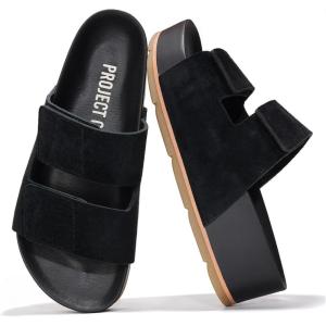 imageProject Cloud Genuine Leather Platform Sandals Women Footwear  Memory Foam Insole Comfortable Beach Summer Wedges  Non Slip ampamp Lightweight Wedge Sandals for Women 2025 PismoBlack