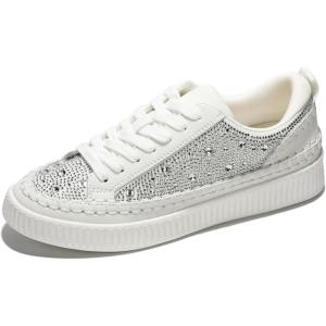 imageProject Cloud Sneakers for Women  Memory Foam Shoes for Women ampamp Womens Fashion Sneakers LaceUp Sneakers for Women  NonSlip Shoes  Womens Trendy Sneakers LonaWhite Rhinestone
