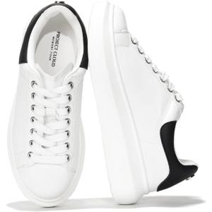 imageProject Cloud Womens Fashion Sneakers Leather Tennis Shoes Womens ampamp White Sneakers for Women wMemory Foam Insole  Lace Up Shoes for Women NonSlip Womens Sneakers Street Wear QueenBlack