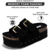 imageProject Cloud Platform Sandals Women Genuine Leather Footbed Wedge Sandals for Women 2025 Comfortable NonSlip Womens Sandals Platform Heels Womens Footwear OliyBlack