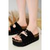imageProject Cloud Platform Sandals Women Genuine Leather Footbed Wedge Sandals for Women 2025 Comfortable NonSlip Womens Sandals Platform Heels Womens Footwear OliyBlack
