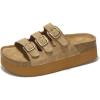 imageProject Cloud 100 Genuine Suede Womens Sandals  Wedges ampamp Platform Sandals Women with Soft Lining ampamp Memory Foam  NonSlip Wedge Sandals for Women  3 Strap Women Footwear DyanChestnut