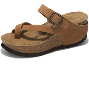 imageProject Cloud 100 Genuine Leather Platform Sandals Women  Memory Foam Womens Sandals ampamp Slippers Beach Essentials  Wedge sandals for Women with Straps  Gifts for Women MojitoTan