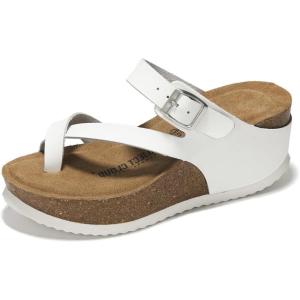imageProject Cloud 100 Genuine Leather Platform Sandals Women  Memory Foam Womens Sandals ampamp Slippers Beach Essentials  Wedge sandals for Women with Straps  Gifts for Women MojitoWhite