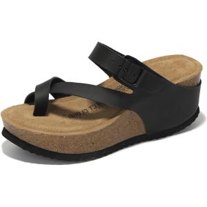 imageProject Cloud 100 Genuine Leather Platform Sandals Women  Memory Foam Womens Sandals ampamp Slippers Beach Essentials  Wedge sandals for Women with Straps  Gifts for Women MojitoBlack