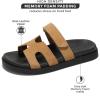 imageProject Cloud 100 Genuine Leather Womens Sandals  Memory Foam Slip on Sandals Women Footwear  Womens Fashion Platform Sandals Comfy Mules for Woman with Cutout Details Sandals MayvenChestnut