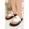 imageProject Cloud Genuine Leather Womens Sandals  Memory Foam Summer Sandals for Women 2025  Slip on Slides for Women Mules Sandals Women Footwear Non Slip Beach Sandals for Woman VitaWhite