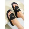 imageProject Cloud Genuine Leather Womens Sandals  Memory Foam Summer Sandals for Women 2025  Slip on Slides for Women Mules Sandals Women Footwear Non Slip Beach Sandals for Woman VitaBlack