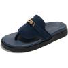 imageProject Cloud Genuine Leather Womens Sandals  Memory Foam Summer Sandals for Women 2025  Slip on Slides for Women Mules Sandals Women Footwear Non Slip Beach Sandals for Woman VitaNavy