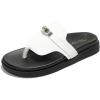 imageProject Cloud Genuine Leather Womens Sandals  Memory Foam Summer Sandals for Women 2025  Slip on Slides for Women Mules Sandals Women Footwear Non Slip Beach Sandals for Woman VitaWhite