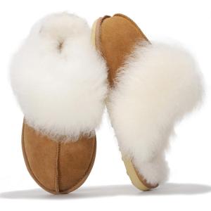 imageProject Cloud 100 Australian Sheepskin Scuff Slippers for Women  Genuine Shearling Memory Foam Slides for Women mules for women  NonSlip Womens Slippers RyannChestnut