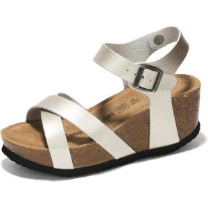 imageProject Cloud 100 Genuine Leather Wedge sandals for women 2025  Womens Sandals ampamp Womens Fashion Slippers Memory Foam  Platform Sandals Women Footwear Wedges CabanaSilver