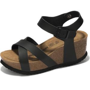 imageProject Cloud 100 Genuine Leather Wedge sandals for women 2025  Womens Sandals ampamp Womens Fashion Slippers Memory Foam  Platform Sandals Women Footwear Wedges CabanaBlack