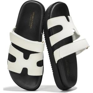 imageProject Cloud 100 Genuine Leather Womens Sandals  Memory Foam Slip on Sandals Women Footwear  Womens Fashion Platform Sandals Comfy Mules for Woman with Cutout Details Sandals MayvenWhite