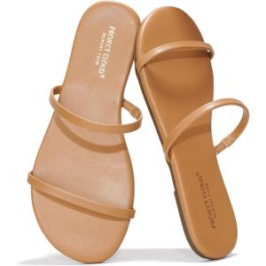 imageProject Cloud Flip flops for Women  Memory Foam Summer Sandals for Women 2025  Vegan Leather Beach Sandals  Slip On Beach Essentials Slides TransitionTan