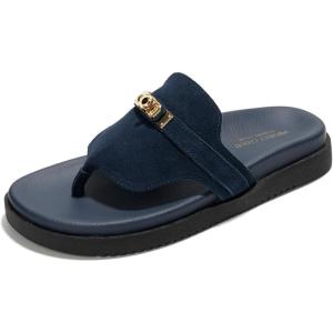 imageProject Cloud Genuine Leather Womens Sandals  Memory Foam Summer Sandals for Women 2025  Slip on Slides for Women Mules Sandals Women Footwear Non Slip Beach Sandals for Woman VitaNavy