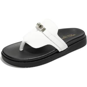 imageProject Cloud Genuine Leather Womens Sandals  Memory Foam Summer Sandals for Women 2025  Slip on Slides for Women Mules Sandals Women Footwear Non Slip Beach Sandals for Woman VitaWhite