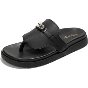 imageProject Cloud Genuine Leather Womens Sandals  Memory Foam Summer Sandals for Women 2025  Slip on Slides for Women Mules Sandals Women Footwear Non Slip Beach Sandals for Woman VitaBlack