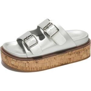 imageProject Cloud Wedge Sandals for Women Leather Summer Sandals wMemory Foam Insole Wedges for women  Platform Sandals wStraps Women Footwear  Lightweight Womens Sandals BrisbaneSilver