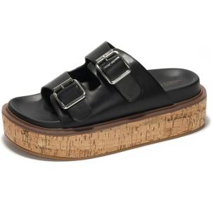 imageProject Cloud Wedge Sandals for Women Leather Summer Sandals wMemory Foam Insole Wedges for women  Platform Sandals wStraps Women Footwear  Lightweight Womens Sandals BrisbaneBlack