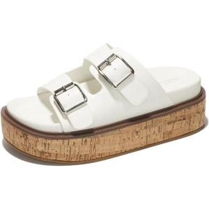imageProject Cloud Wedge Sandals for Women Leather Summer Sandals wMemory Foam Insole Wedges for women  Platform Sandals wStraps Women Footwear  Lightweight Womens Sandals BrisbaneWhite