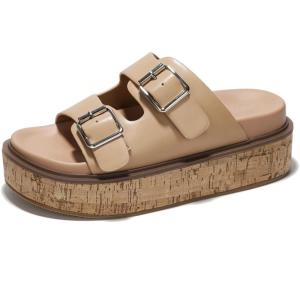 imageProject Cloud Wedge Sandals for Women Leather Summer Sandals wMemory Foam Insole Wedges for women  Platform Sandals wStraps Women Footwear  Lightweight Womens Sandals BrisbaneNude