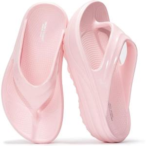 imageProject Cloud Flip Flops for Women Footwear  Lightweight Platform Sandals Women Beach Vacation Essentials with Bouncy Rubber Latex Insole Non Slip Durable and Soft Slippers AbraPink