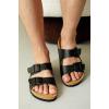 imageProject Cloud Genuine Leather Mens Sandals with Memory Foam Natural Cork Footbed Slides for Men Footwear  NonSlip DoubleStrap Buckle Sandals ArizonaBlack Leather