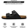 imageProject Cloud Genuine Leather Mens Sandals with Memory Foam Natural Cork Footbed Slides for Men Footwear  NonSlip DoubleStrap Buckle Sandals ArizonaBlack Matte