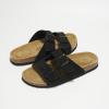 imageProject Cloud Genuine Leather Mens Sandals with Memory Foam Natural Cork Footbed Slides for Men Footwear  NonSlip DoubleStrap Buckle Sandals ArizonaBlack