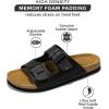 imageProject Cloud Genuine Leather Mens Sandals with Memory Foam Natural Cork Footbed Slides for Men Footwear  NonSlip DoubleStrap Buckle Sandals ArizonaBlack Leather