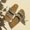 imageProject Cloud Genuine Leather Mens Sandals with Memory Foam Natural Cork Footbed Slides for Men Footwear  NonSlip DoubleStrap Buckle Sandals ArizonaTaupe