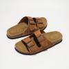 imageProject Cloud Genuine Leather Mens Sandals with Memory Foam Natural Cork Footbed Slides for Men Footwear  NonSlip DoubleStrap Buckle Sandals ArizonaTan