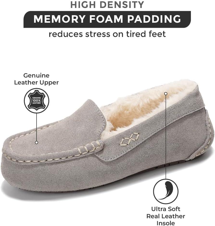 imageProject Cloud Genuine Suede Loafers for Women  Comfortable Outdoor Slippers for Women Footwear with Memory Foam  Womens Slippers  Stylish Womens Moccasin CathiGrey