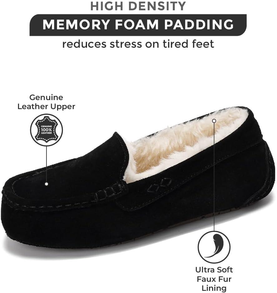 imageProject Cloud Genuine Suede Loafers for Women  Comfortable Outdoor Slippers for Women Footwear with Memory Foam  Womens Slippers  Stylish Womens Moccasin CathiBlack