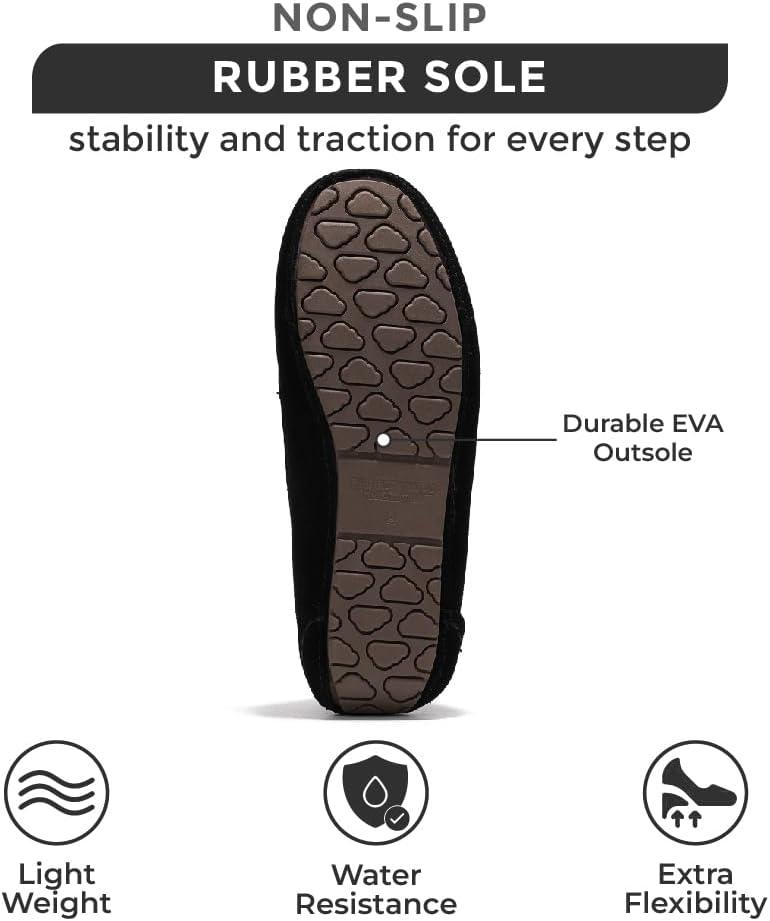 imageProject Cloud Genuine Suede Loafers for Women  Comfortable Outdoor Slippers for Women Footwear with Memory Foam  Womens Slippers  Stylish Womens Moccasin CathiBlack