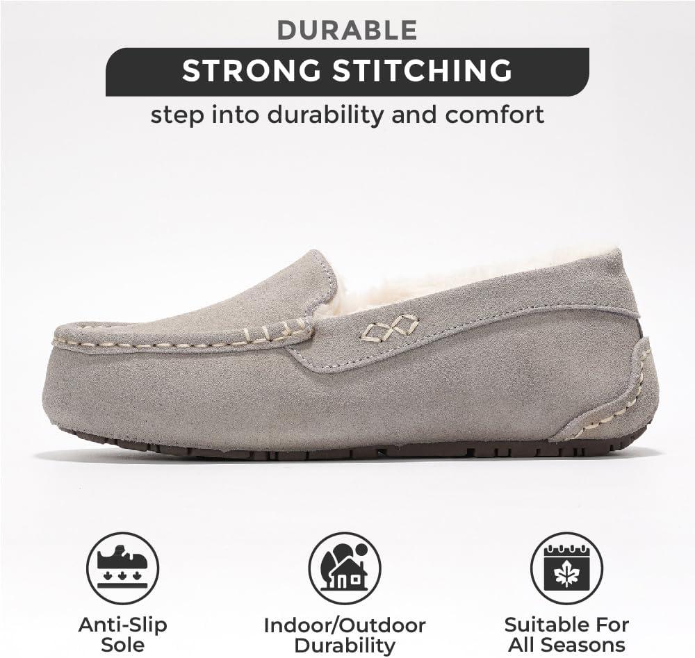 imageProject Cloud Genuine Suede Loafers for Women  Comfortable Outdoor Slippers for Women Footwear with Memory Foam  Womens Slippers  Stylish Womens Moccasin CathiGrey