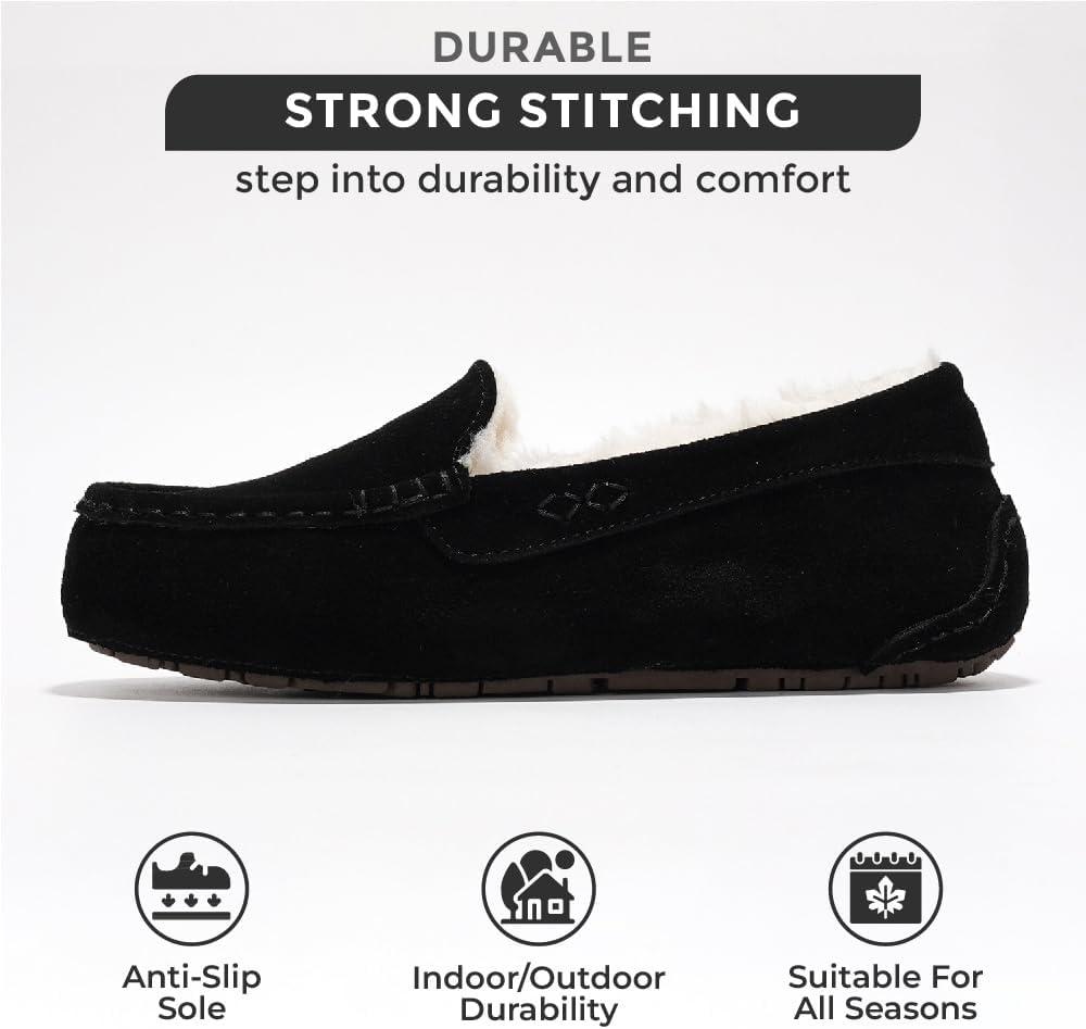 imageProject Cloud Genuine Suede Loafers for Women  Comfortable Outdoor Slippers for Women Footwear with Memory Foam  Womens Slippers  Stylish Womens Moccasin CathiBlack